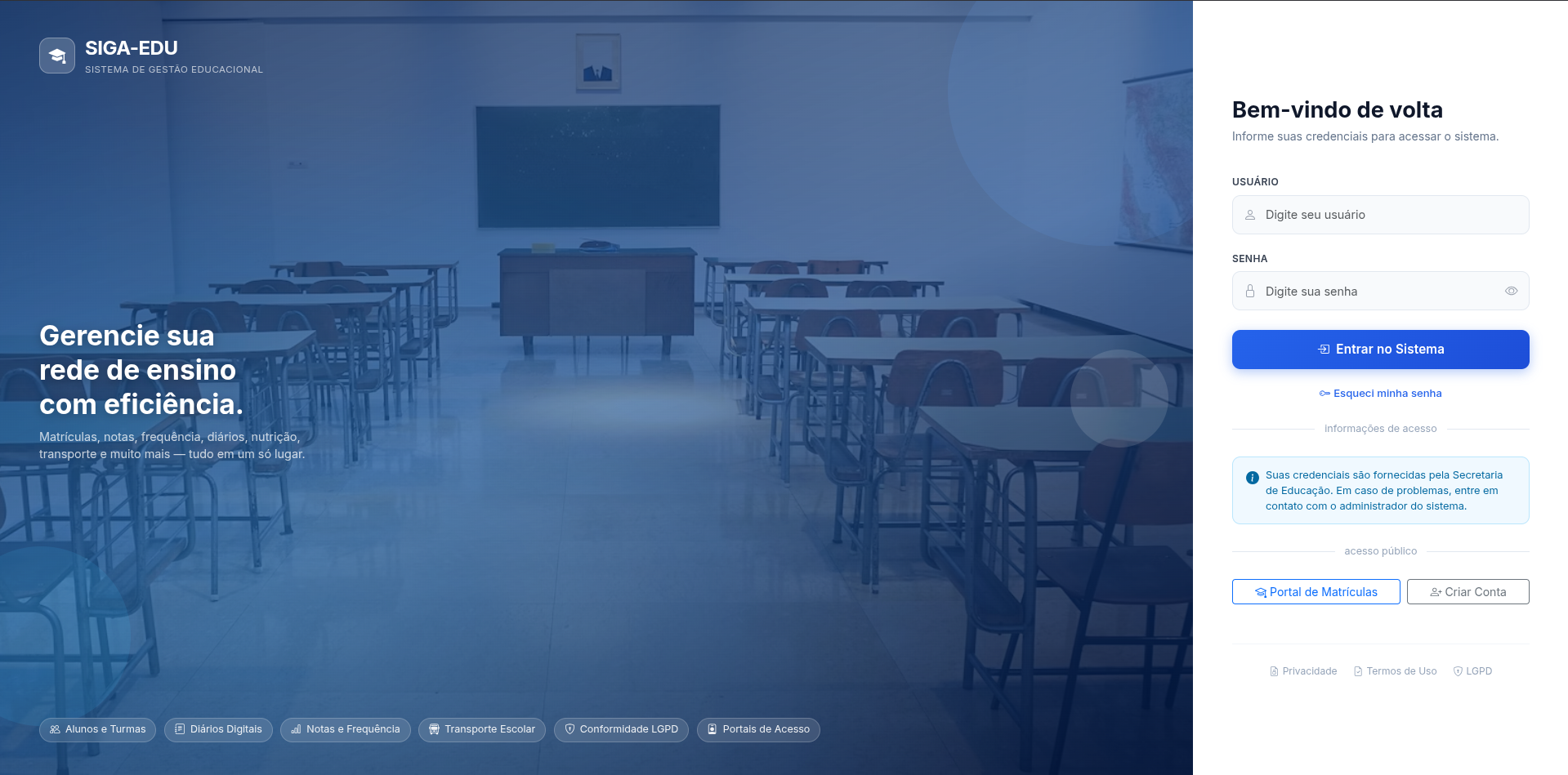 Screenshot do sistema ATLAS-SIGE
